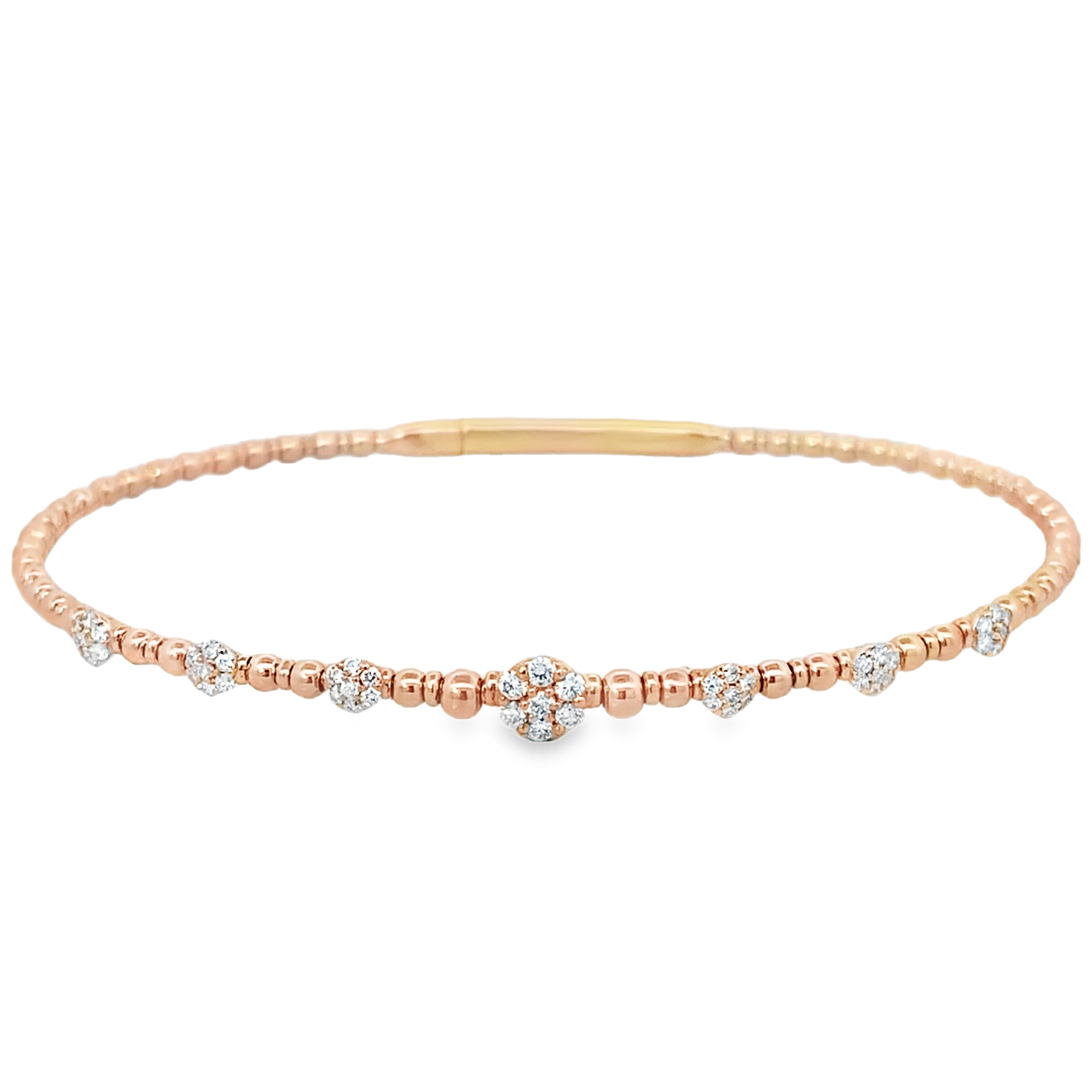Beaded Diamond Station Bangle Bracelet Main image
