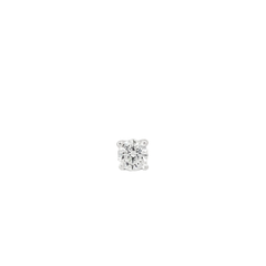 Round Brilliant Cut Diamond Earring in Four-Prong White Gold Setting