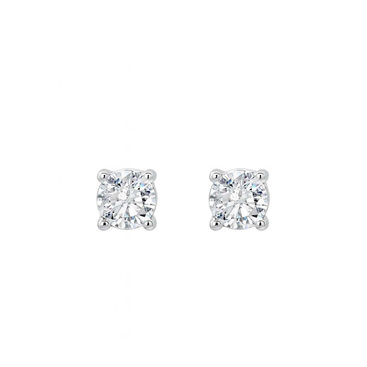 Pair of White Gold Drop Earrings with Round Brilliant Cut Diamonds