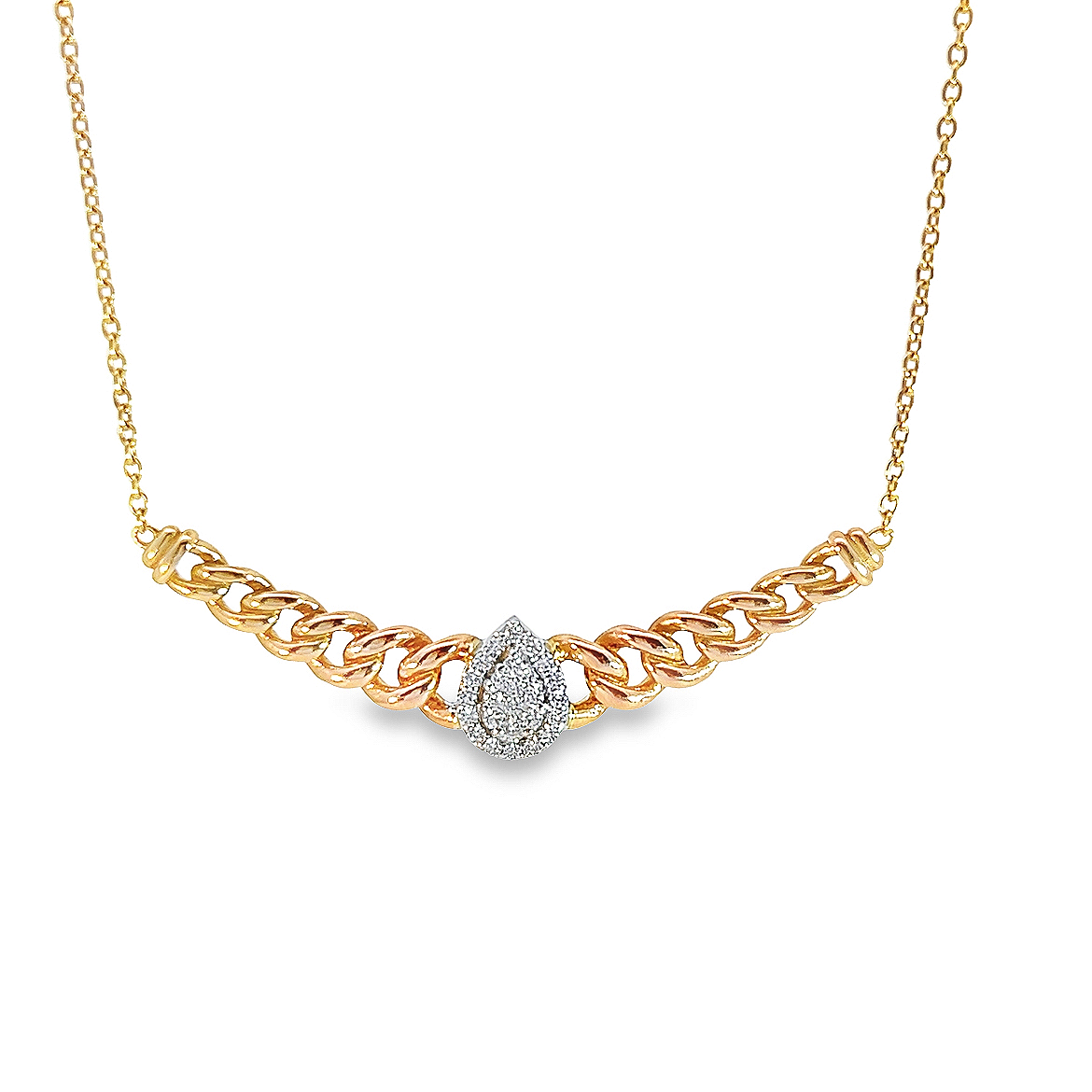 Two-Tone Cuban Link Diamond Necklace Main image