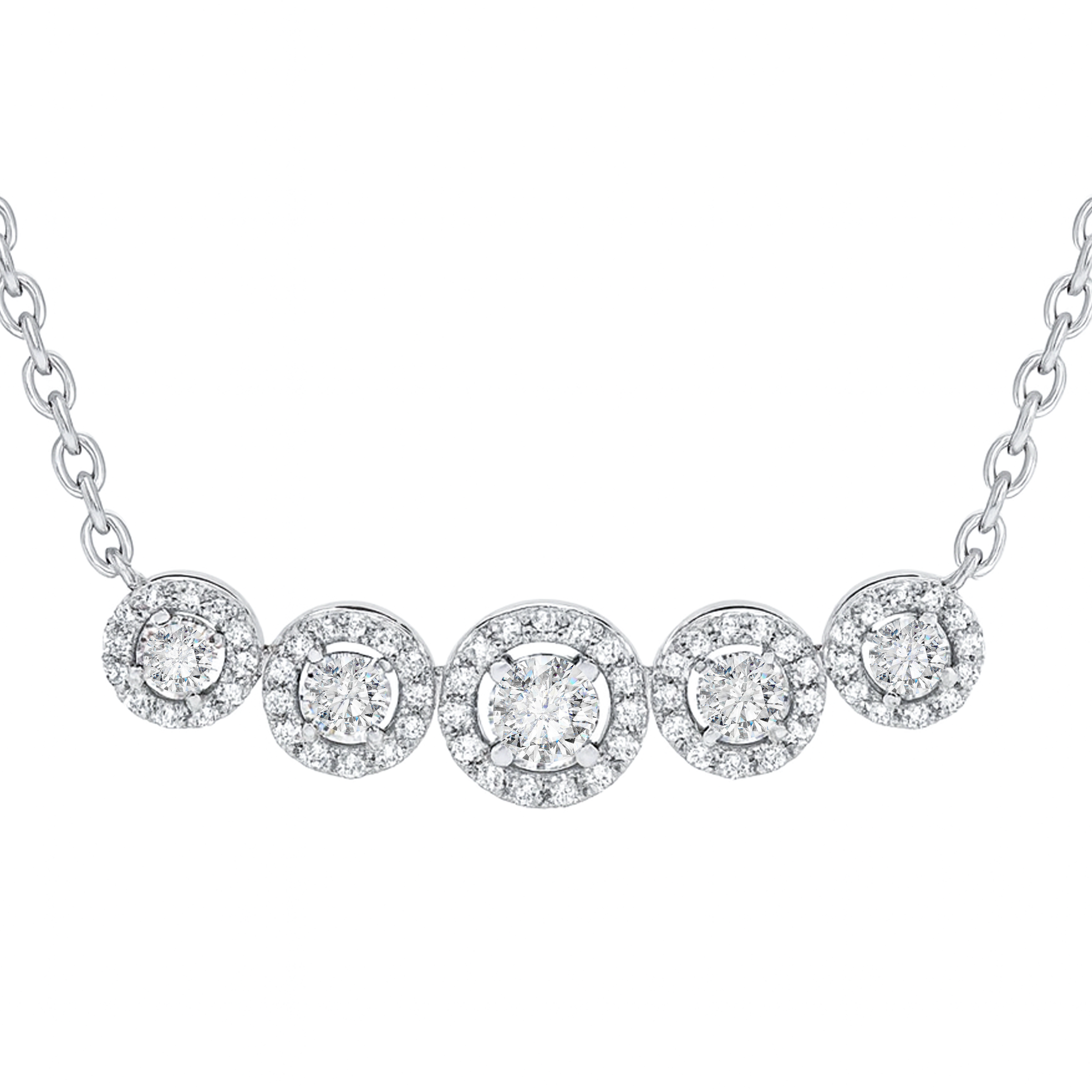 Five Halo Diamond Necklace Main image