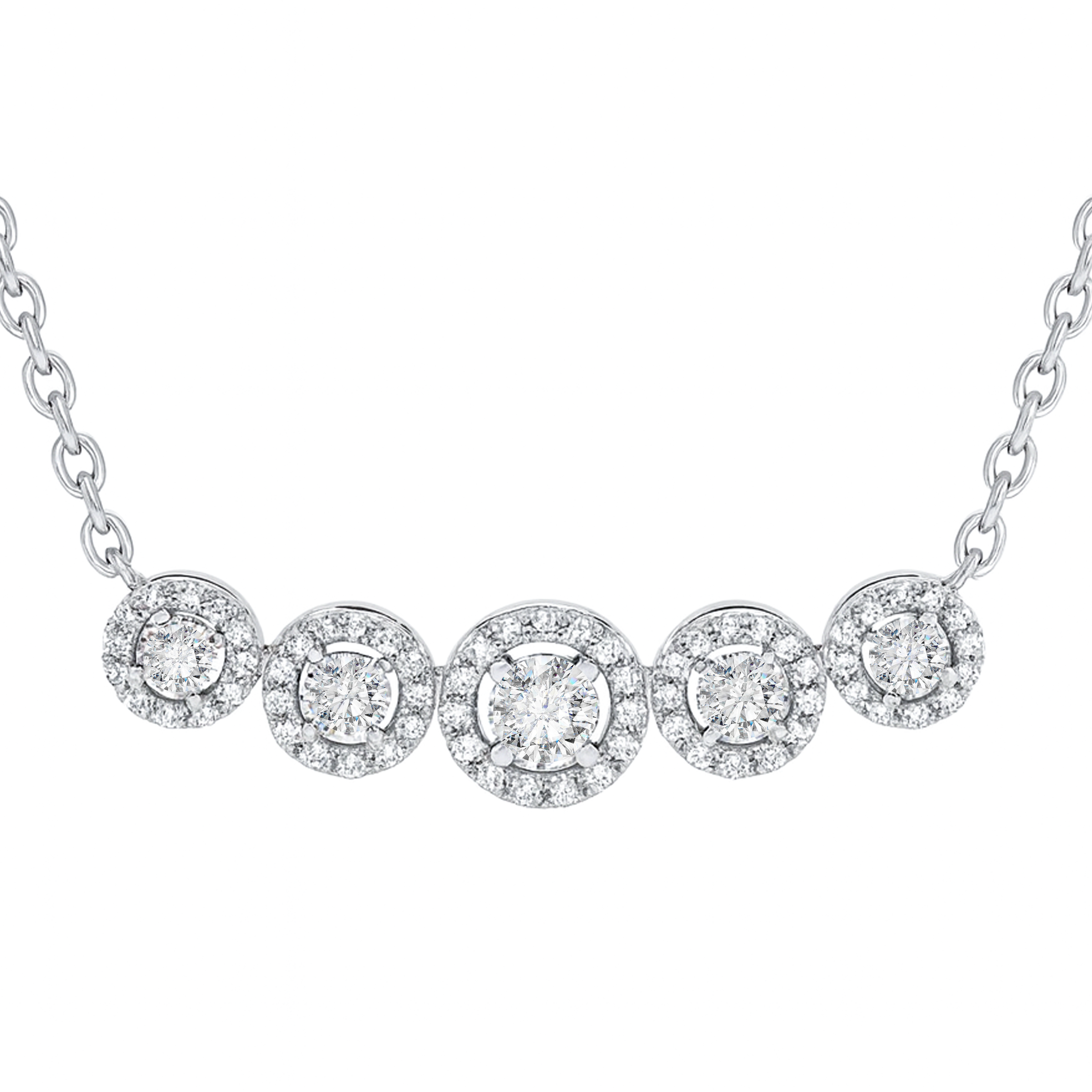 Five Halo Diamond Necklace