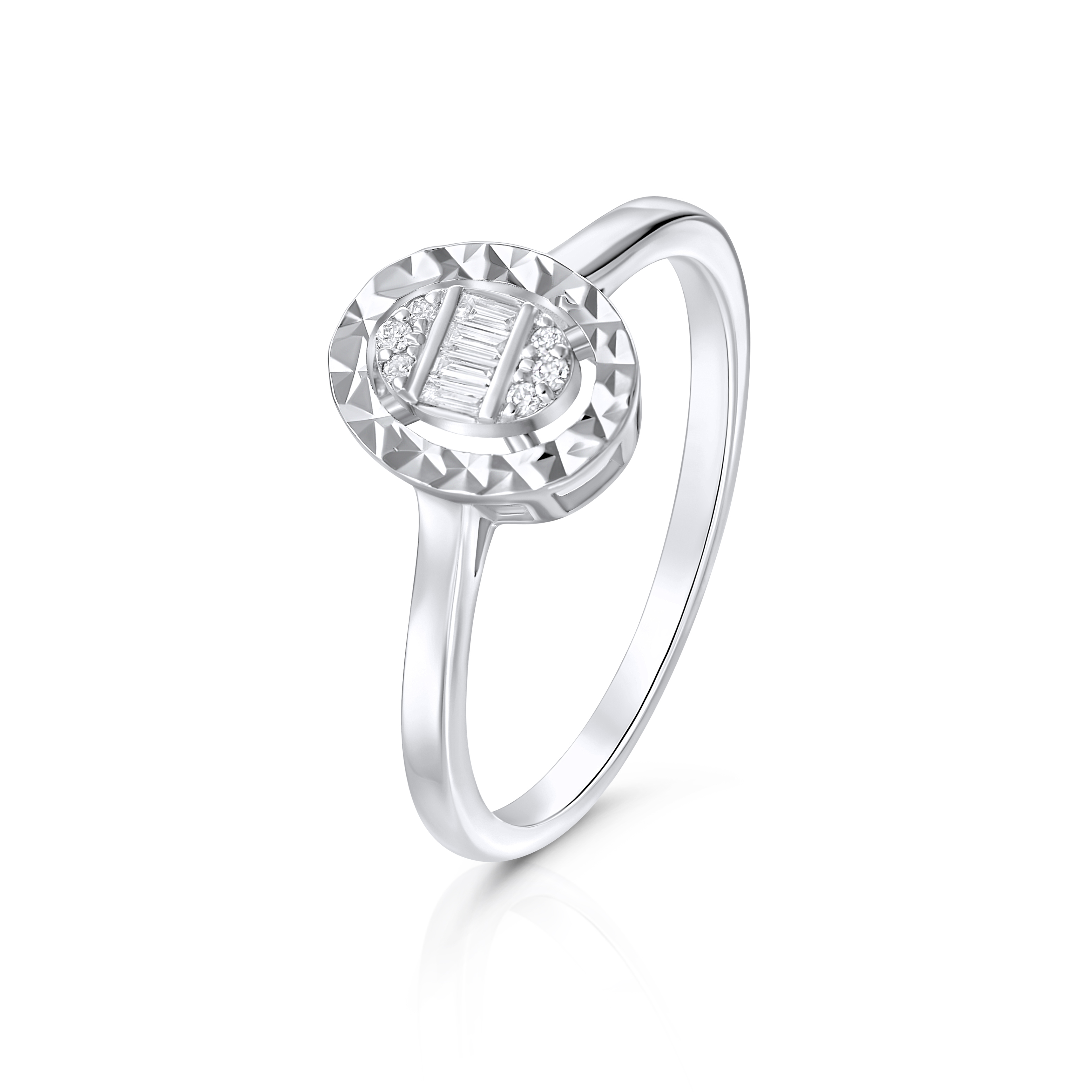 Baguette Halo Diamond Ring