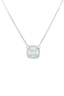 Baguette Halo Diamond Pendant Necklace