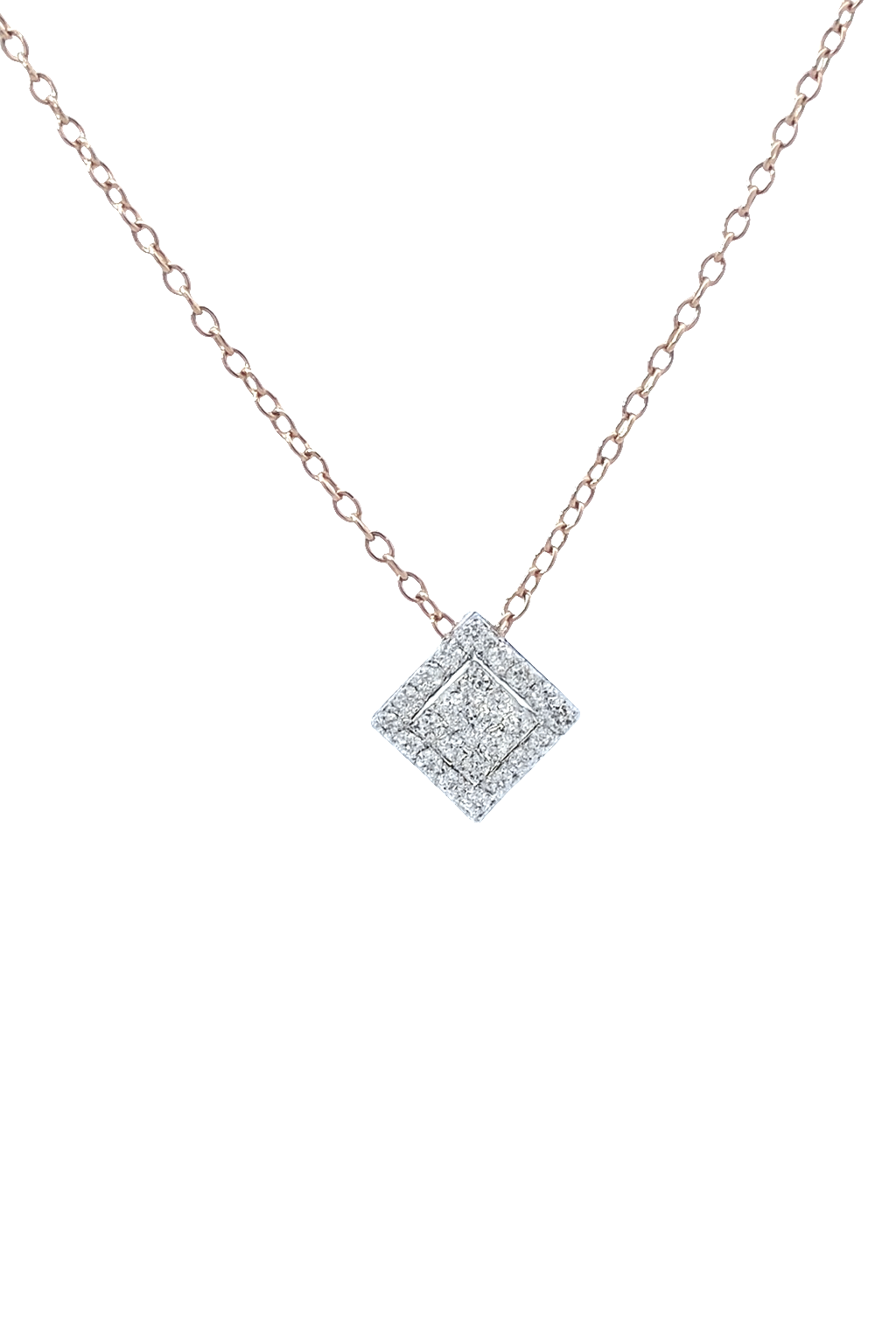 Square Halo Diamond Pendant Necklace Main image