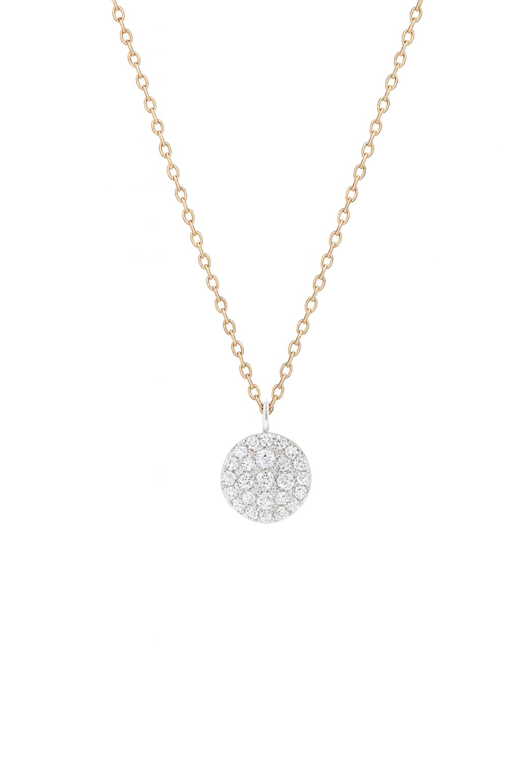 Gold necklace with a diamond-studded pendant