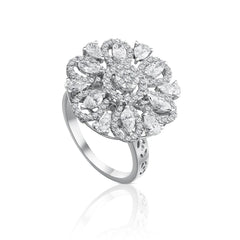 Large Diamond Flower Ring