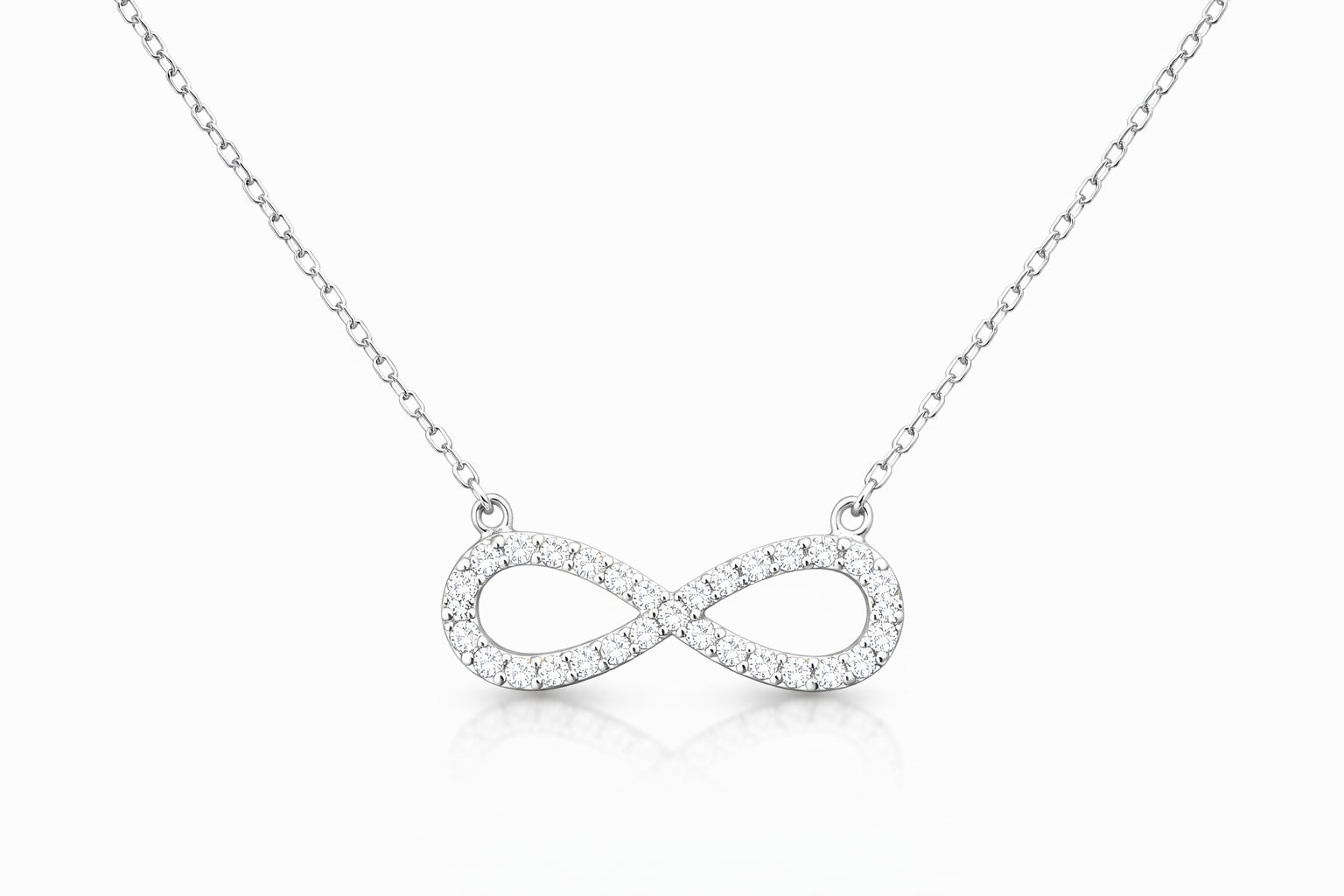White gold infinity necklace
