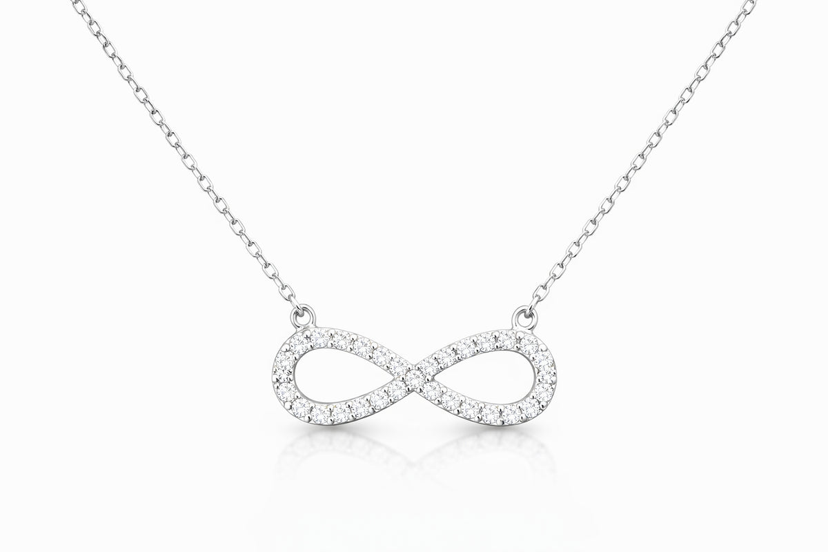 White gold infinity necklace