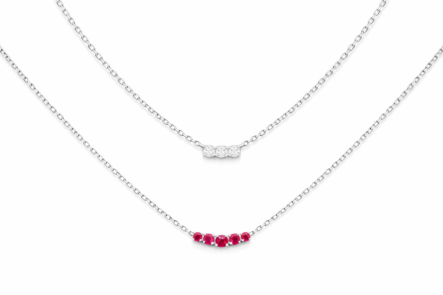 Layered Diamond & Ruby Necklace Main image