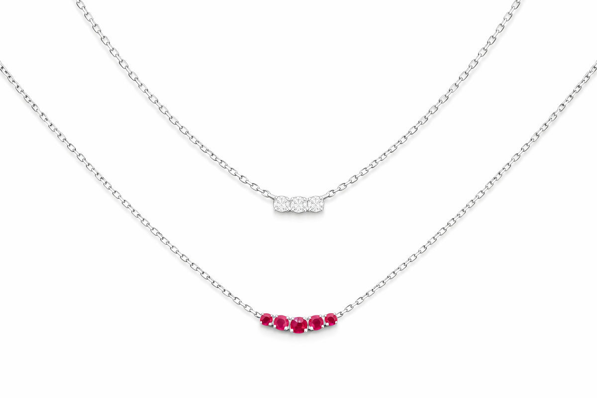 Layered Diamond & Ruby Necklace