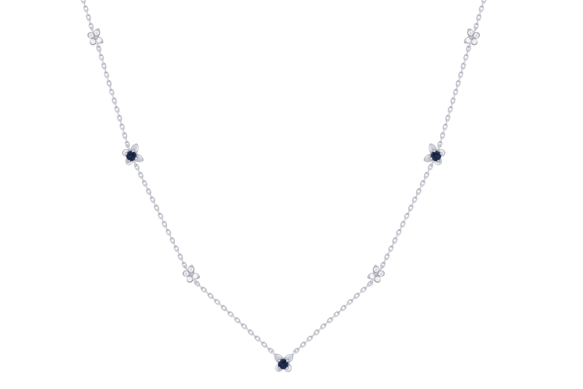 Blue Sapphire Flower Station Necklace Main image