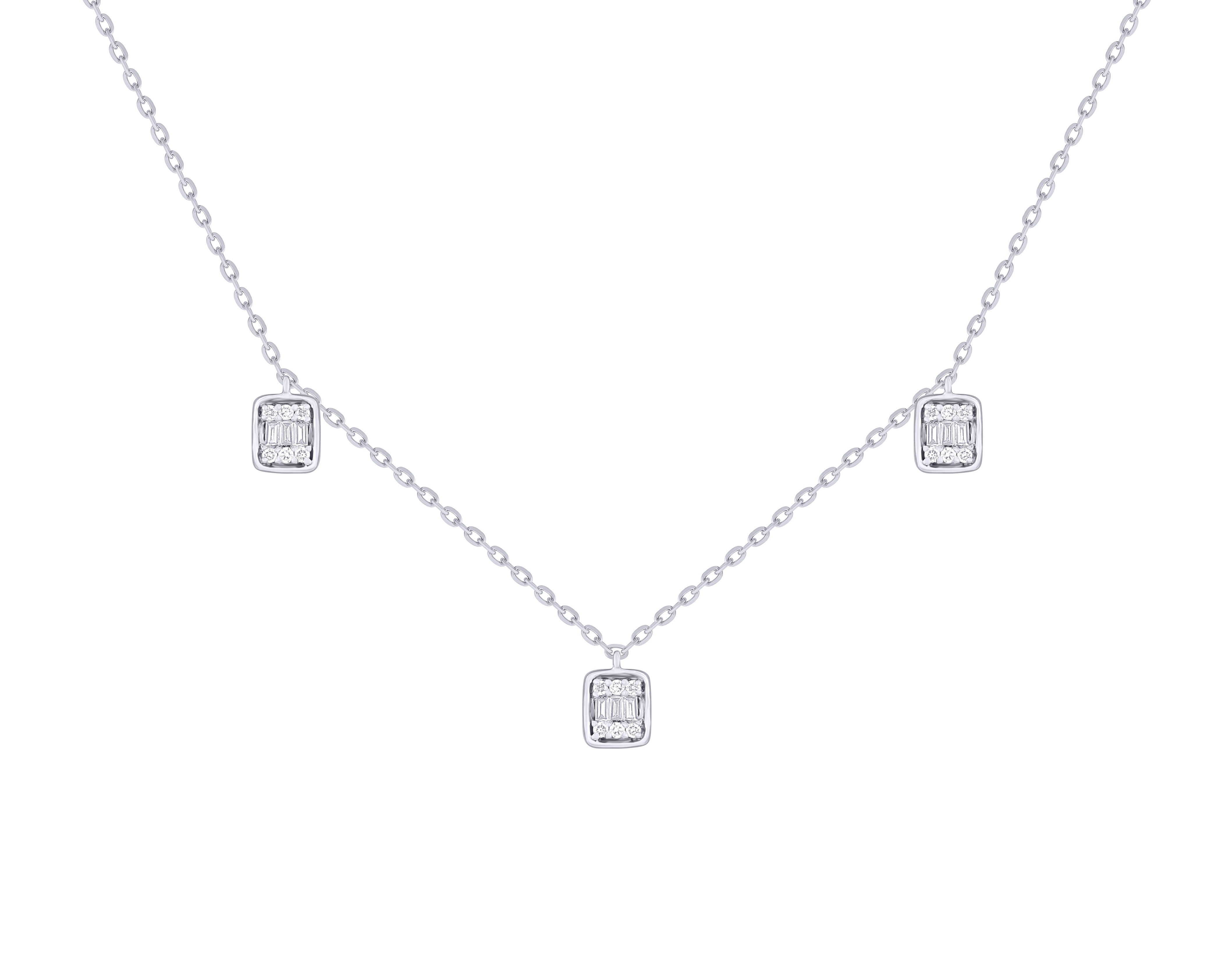 Baguette Diamond Station Necklace Main image
