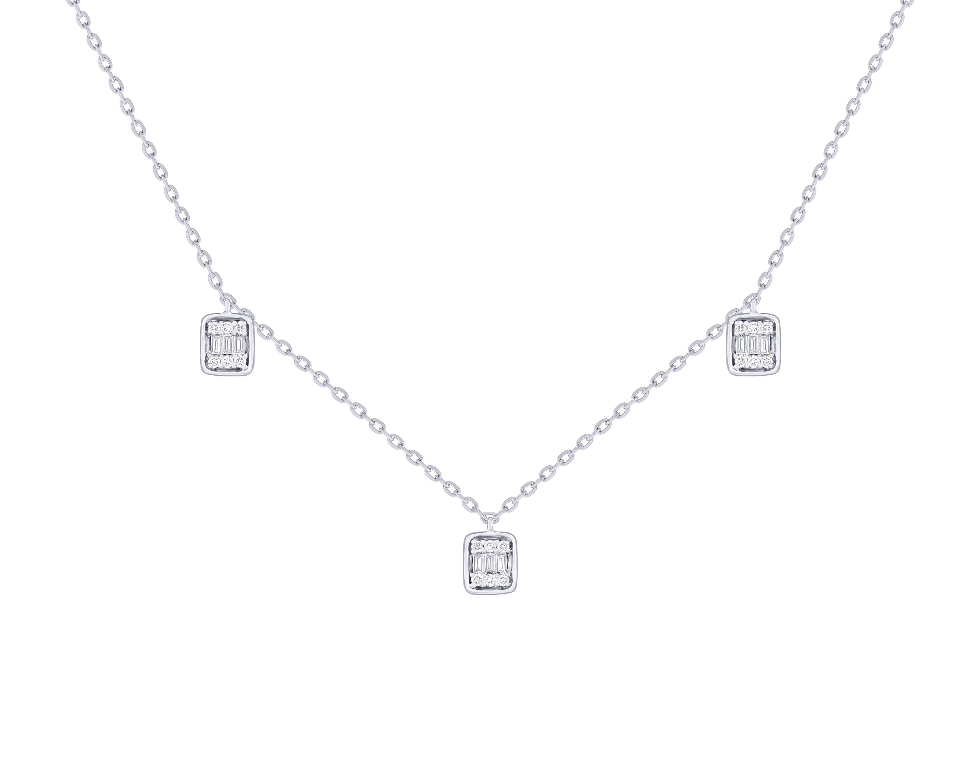 Baguette Diamond Station Necklace