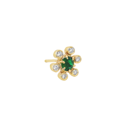 Shop 18K Gold Emerald & Diamond Flower Stud Earrings by Amadura Jewelry. 0.50 CT G VS1 natural diamonds. Visit El Korba & Citystars. IGI, GIA & HRD certificates..