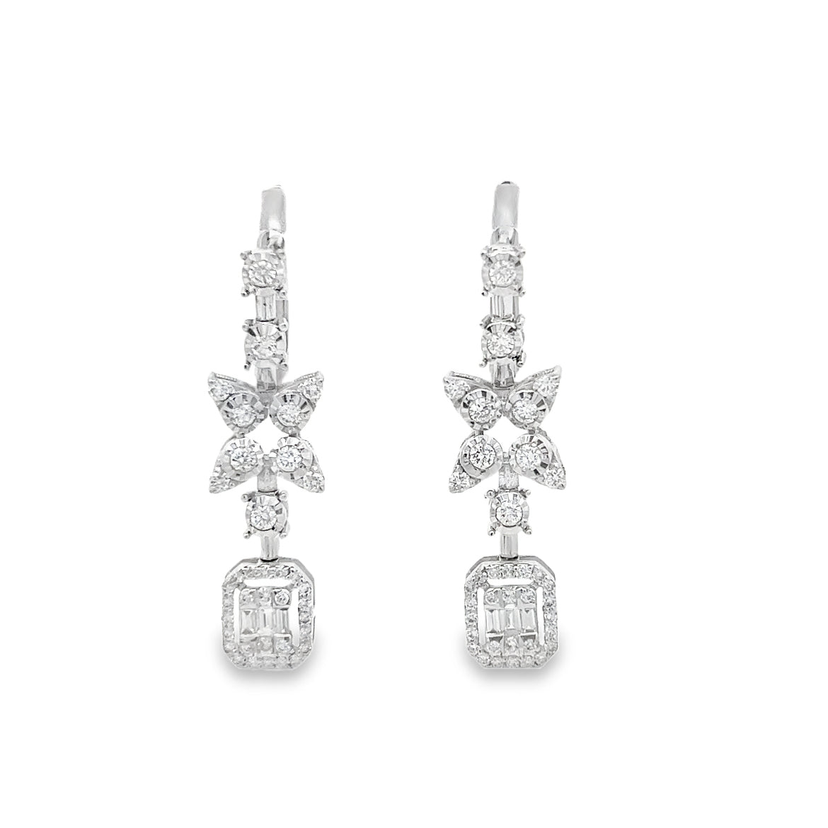 Shop Diamond Flower Drop Earrings by Amadura Jewelry. 0.95 CT G VS1 natural diamonds. Visit El Korba & Citystars. IGI, GIA & HRD certificates. Main image