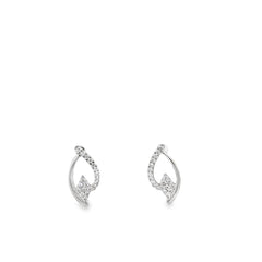 Shop 18K White Gold Diamond Leaf Stud Earrings by Amadura Jewelry. 0.16 CT G VS1 natural diamonds. Visit El Korba & Citystars. IGI, GIA & HRD certificates.