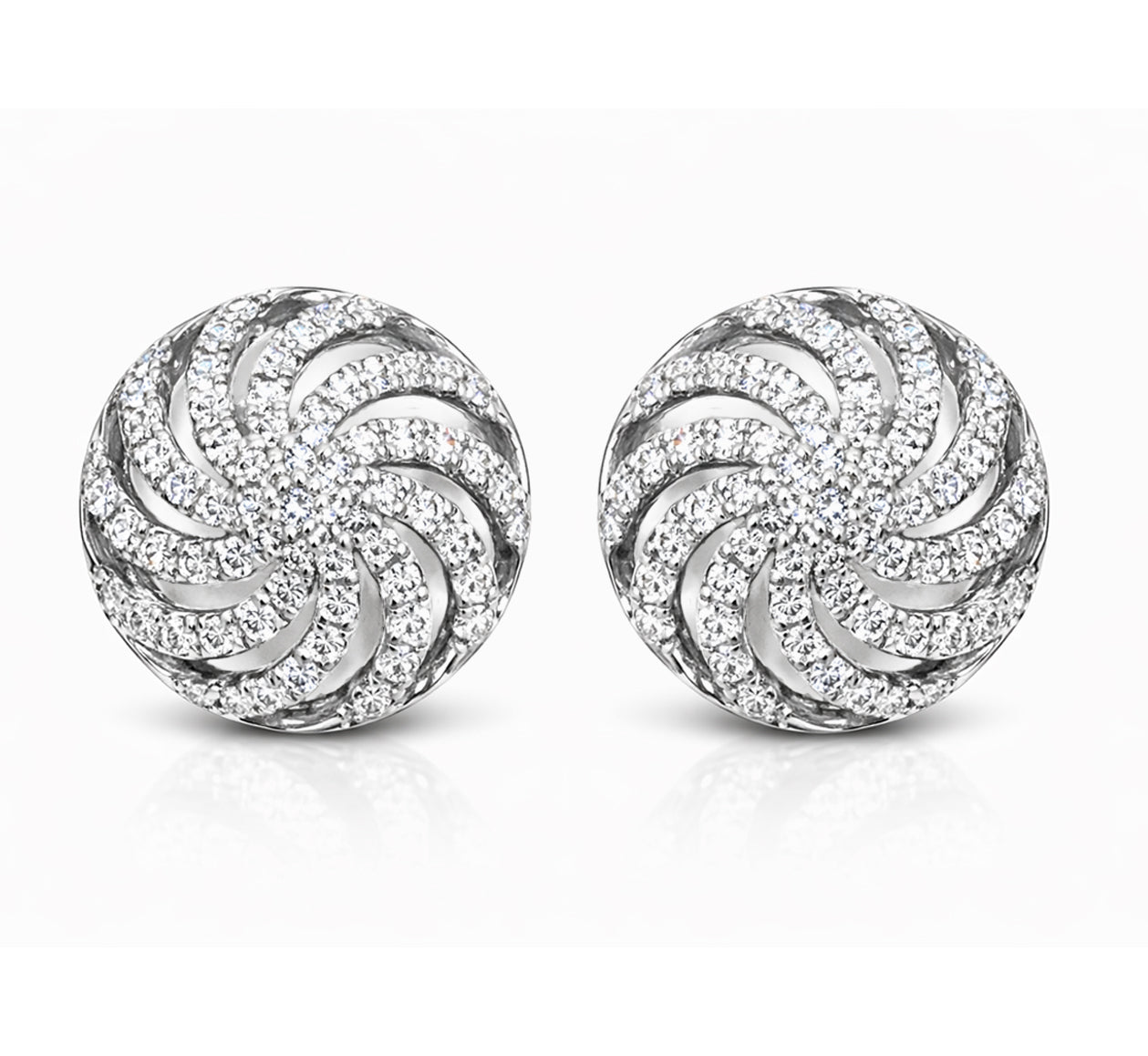 Shop Diamond Swirl Stud Earrings by Amadura Jewelry. 0.44 CT G VS1 natural diamonds. Visit El Korba & Citystars. IGI, GIA & HRD certificates. Main image
