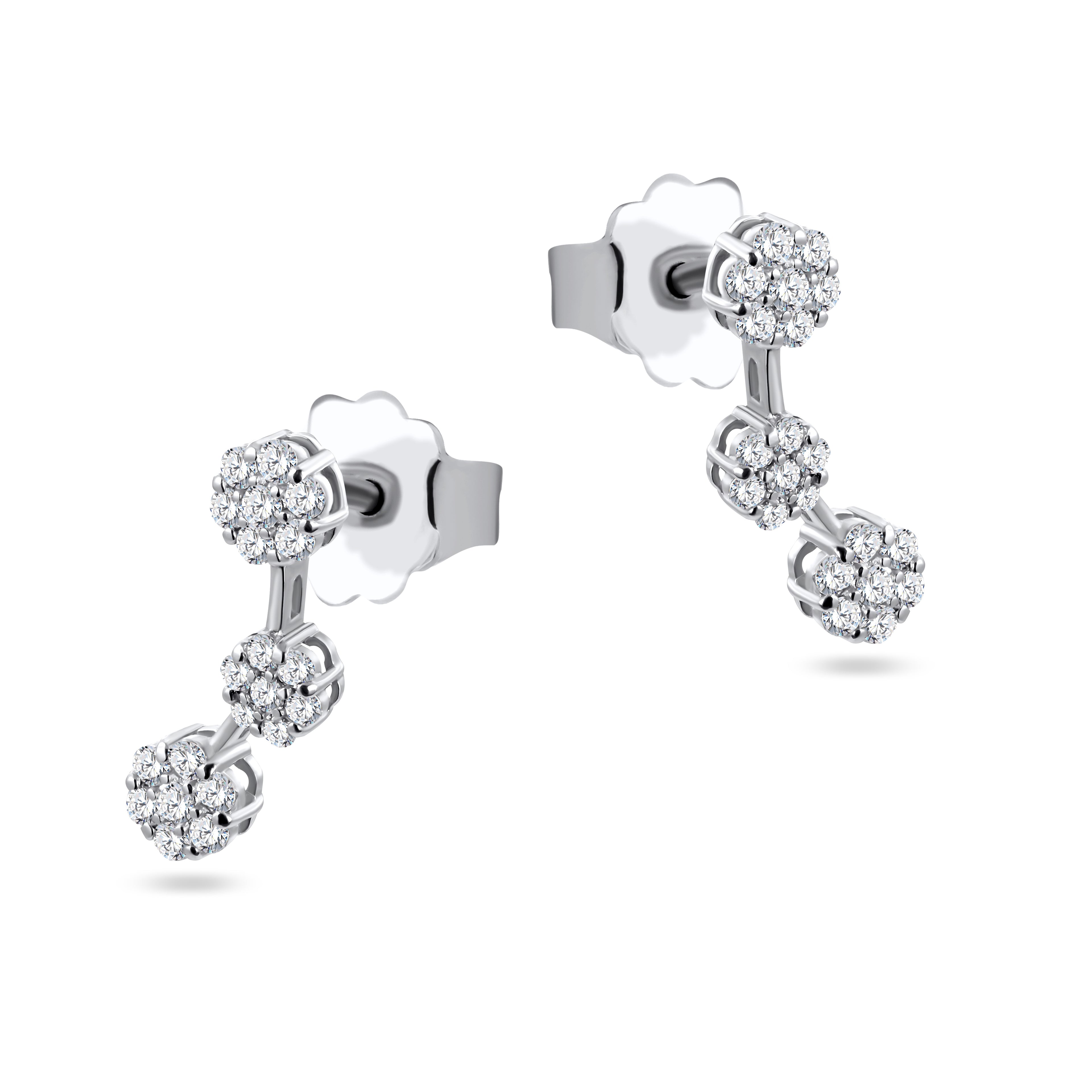 Shop Flower Diamond Drop Earrings by Amadura Jewelry. 0.90 CT G VS1 natural diamonds. Visit El Korba & Citystars. IGI, GIA & HRD certificates.