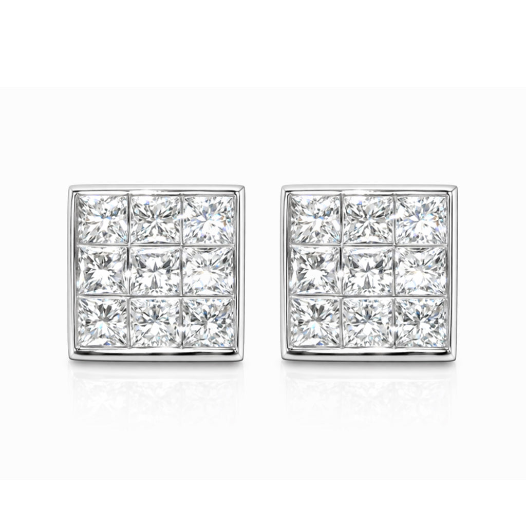 Shop Invisible Set Square Diamond Stud Earrings by Amadura Jewelry. 0.54 CT G VS1 natural diamonds. Visit El Korba & Citystars. IGI, GIA & HRD certificates. Main image