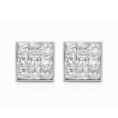 Shop 18K White Gold Invisible Set Square Diamond Stud Earrings by Amadura Jewelry. 0.54 CT G VS1 natural diamonds. Visit El Korba & Citystars. IGI, GIA & HRD certificates.