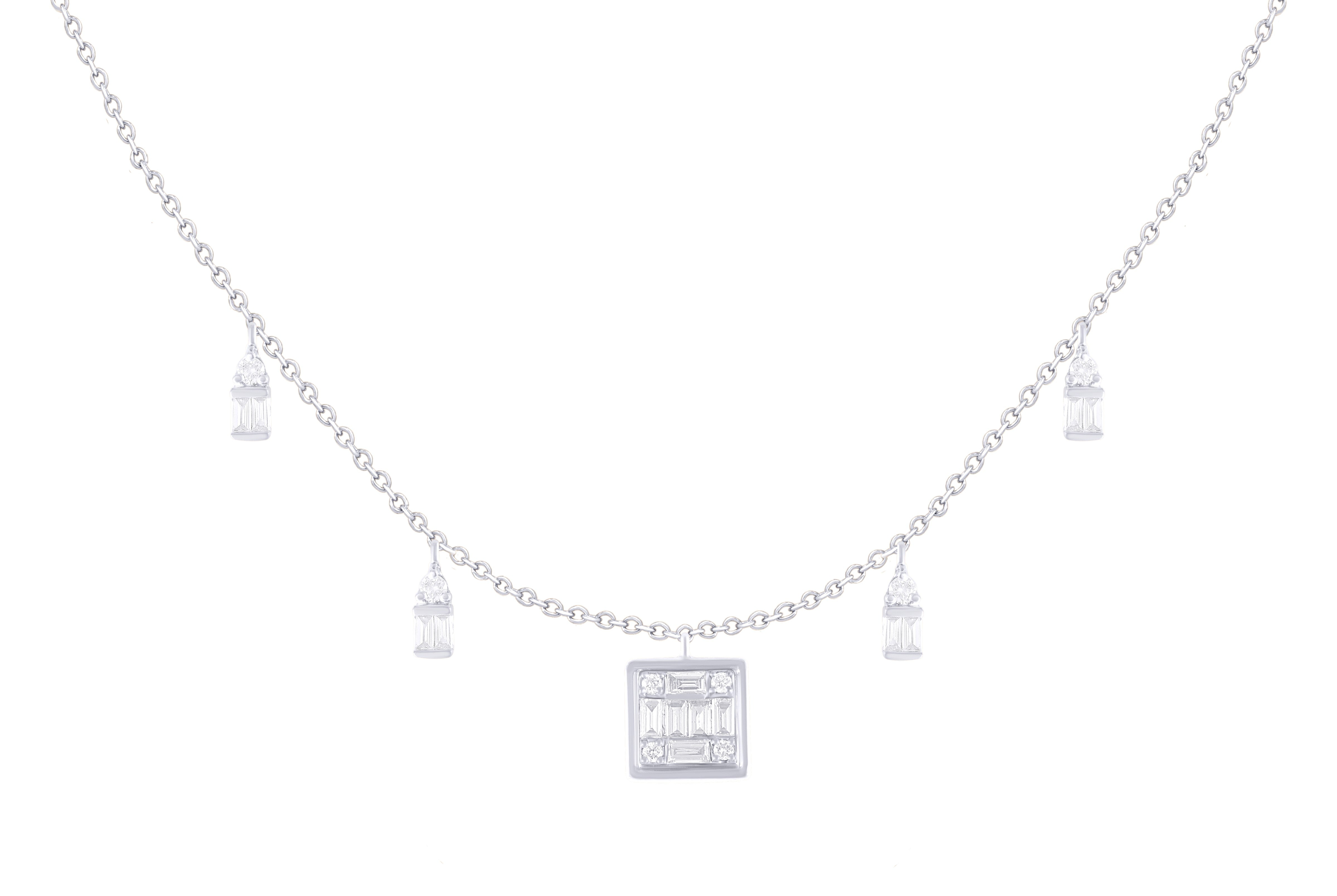 Baguette Diamond Charm Necklace Main image