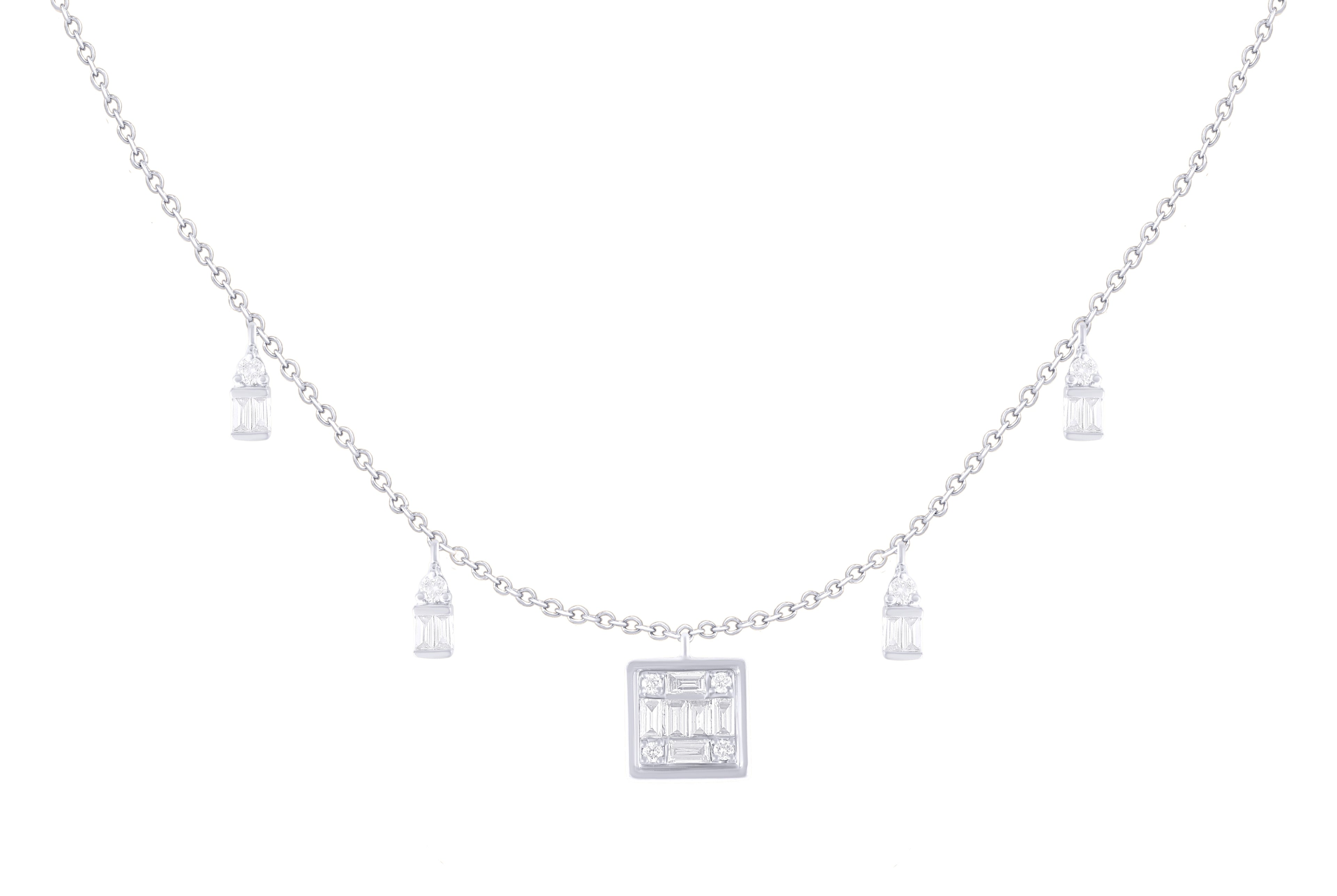 Baguette Diamond Charm Necklace