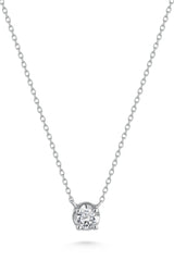 White gold necklace with a round diamond pendant