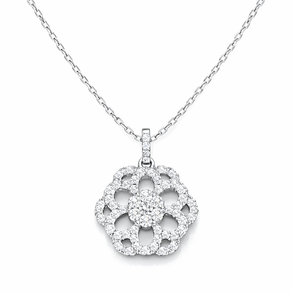 Floral Diamond Pendant Necklace