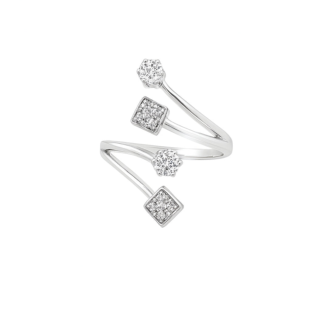 Contemporary White Gold Ring Mount with Pavé Set Diamonds