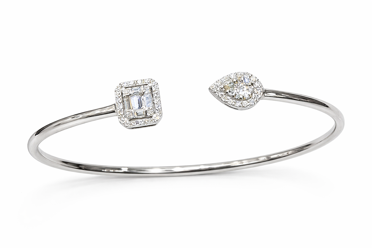 White Gold bangle with diamond accents