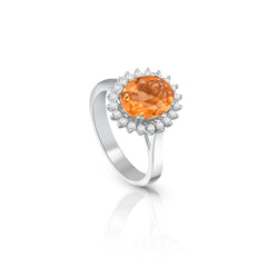Elegant Citrine and Diamond Ring