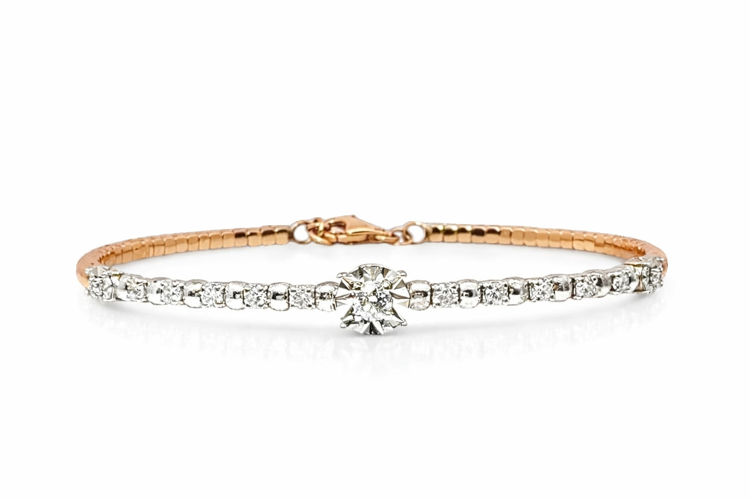 Two Tone Diamond Tennis Bracelet in 18K Gold