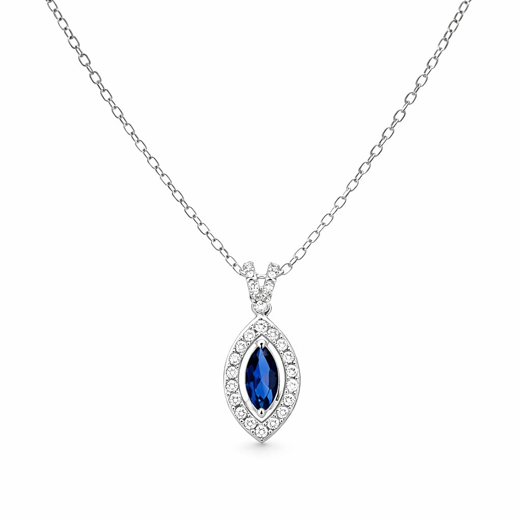 Elegant necklace with a blue gemstone pendant