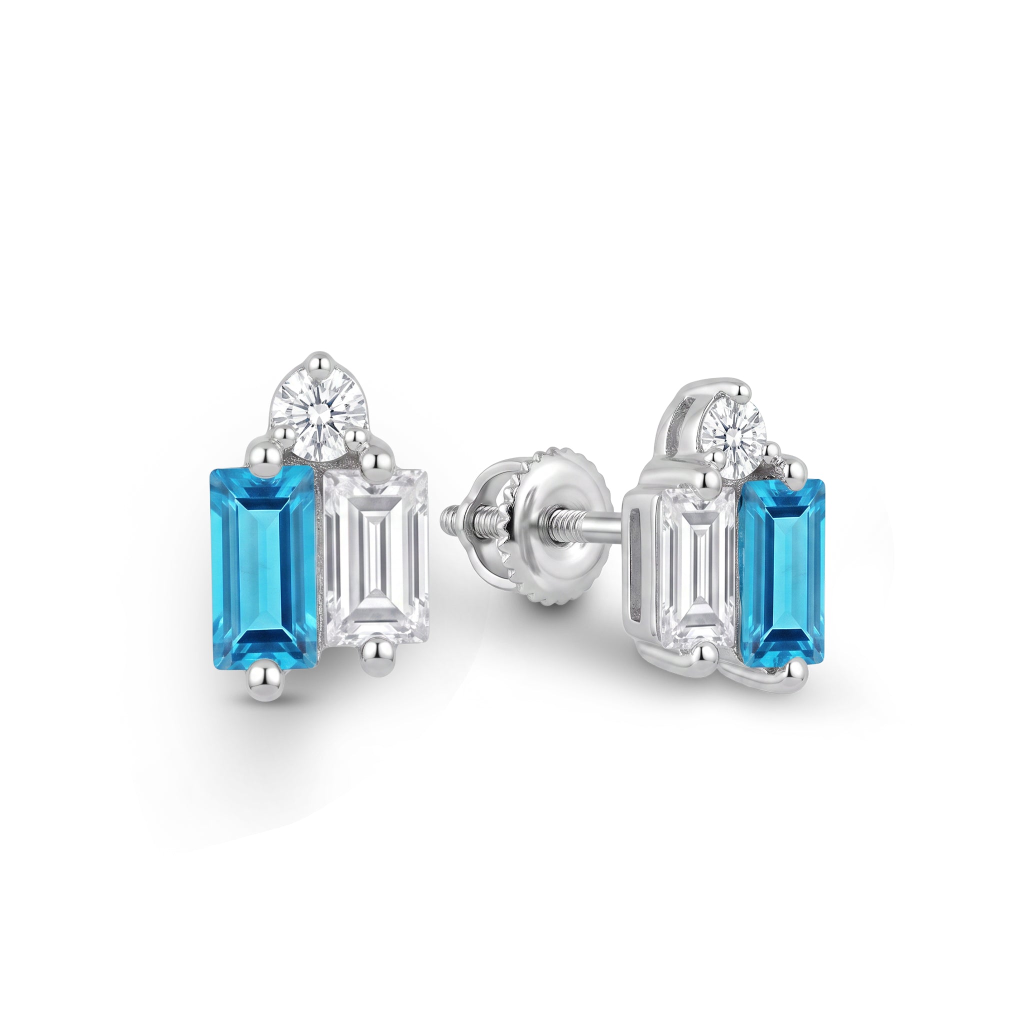 Blue Baguette Diamond Earrings Main image