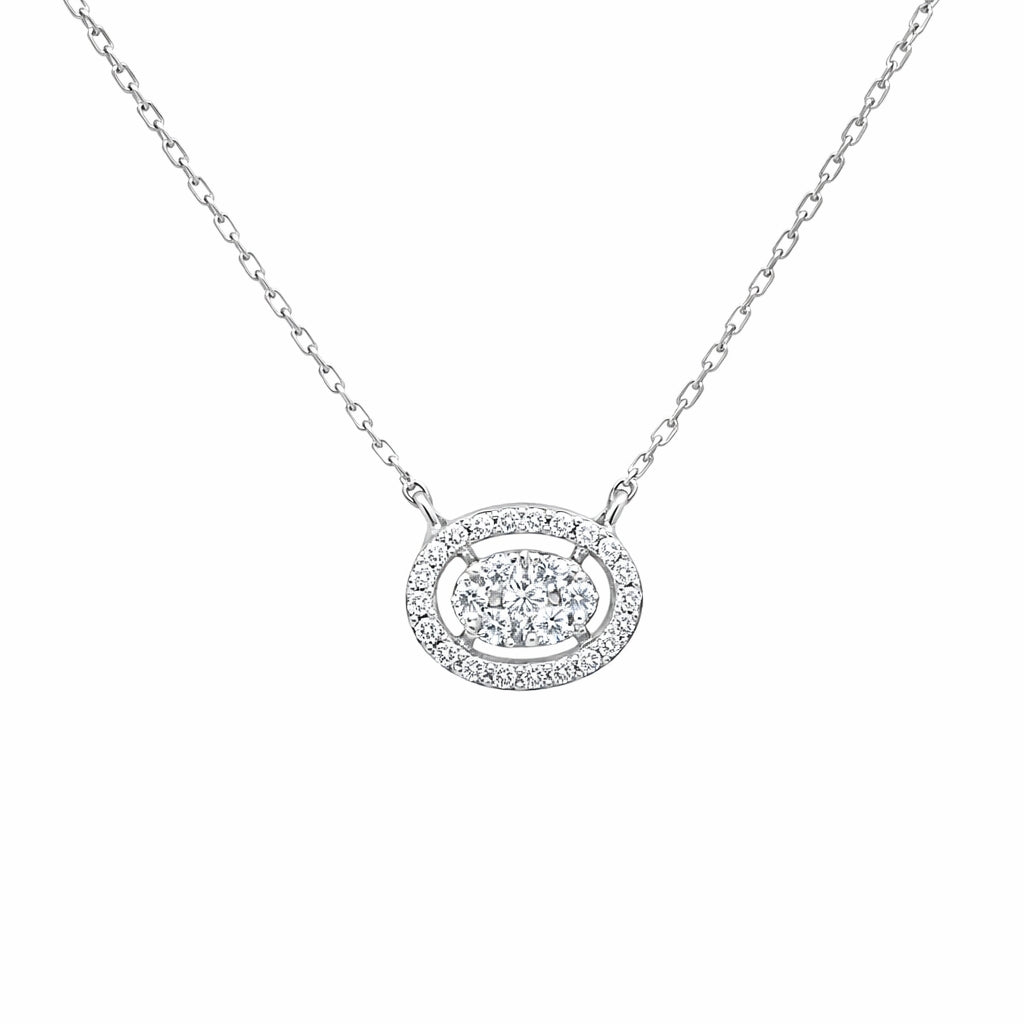 Oval Halo Diamond Pendant Necklace Main image