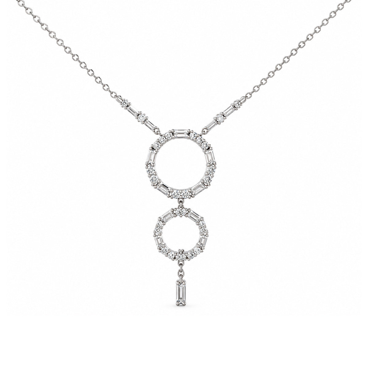 Double Circle Diamond Pendant Necklace Main image