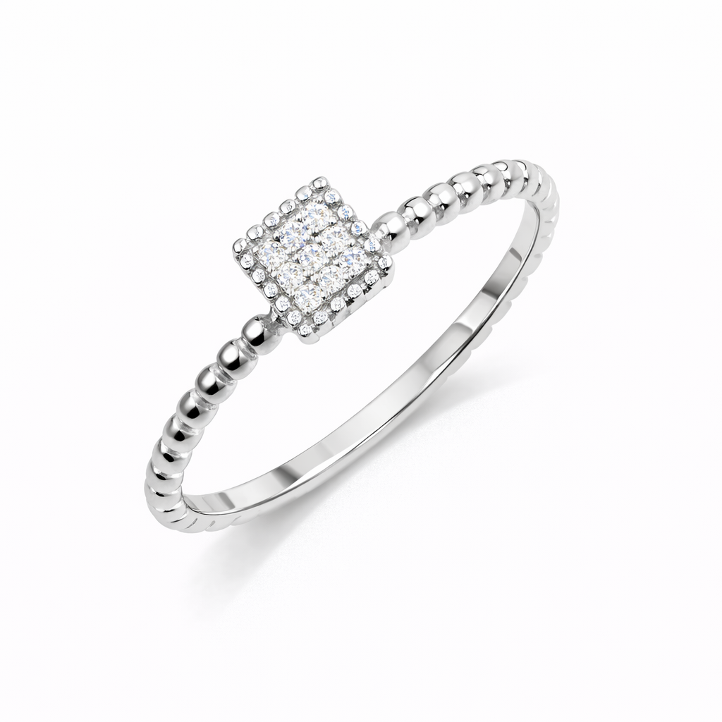 Square Diamond Cluster Ring In 18K Gold
