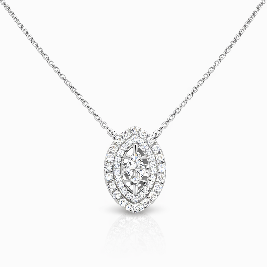Marquise Halo Diamond Pendant Necklace Main image