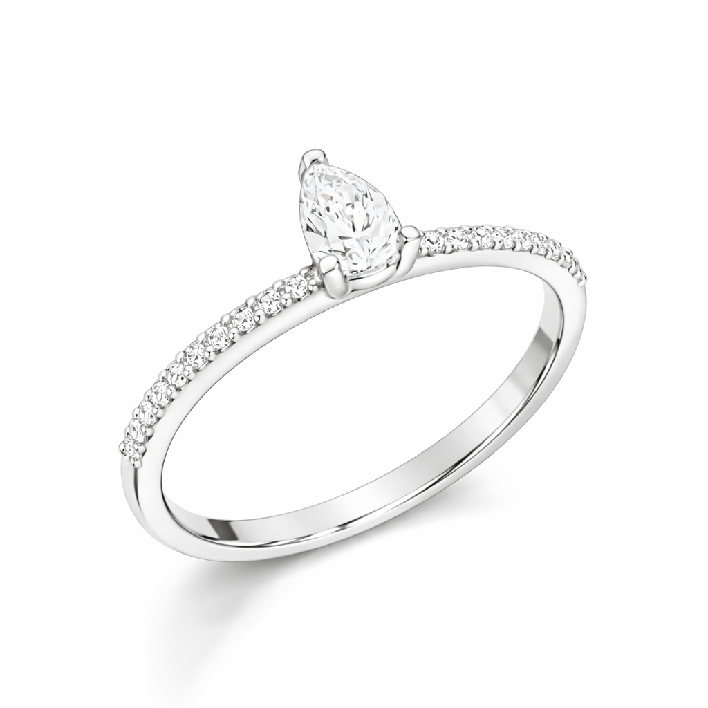 Pear Solitaire Diamond Pavé Ring