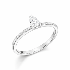 Pear Solitaire Diamond Pavé Ring