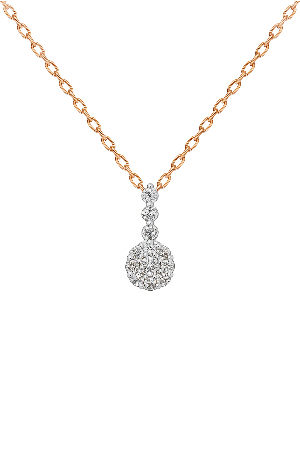 Rose gold necklace with a diamond pendant Main image