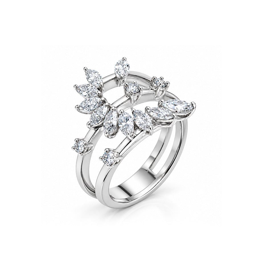 Floral Diamond Cluster Ring