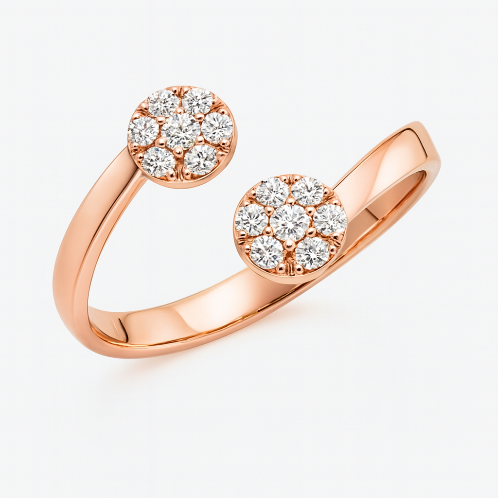 Rose gold ring with diamond accents