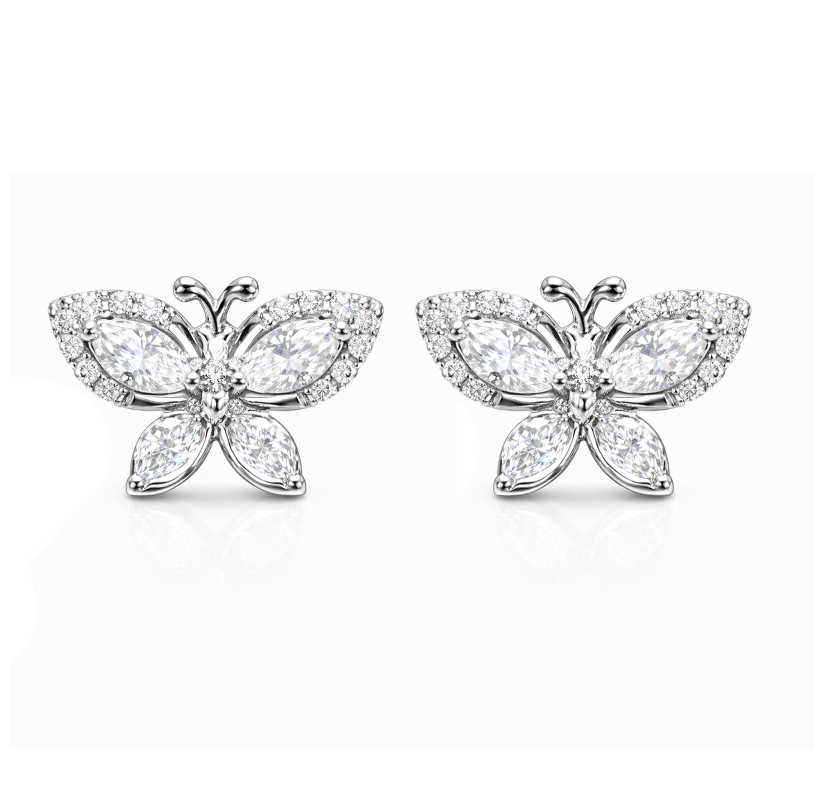 Shop Butterfly Diamond Stud Earrings in by Amadura Jewelry. 0.79 CT G VS1 natural diamonds. Visit El Korba & Citystars. IGI, GIA & HRD certificates. Main image