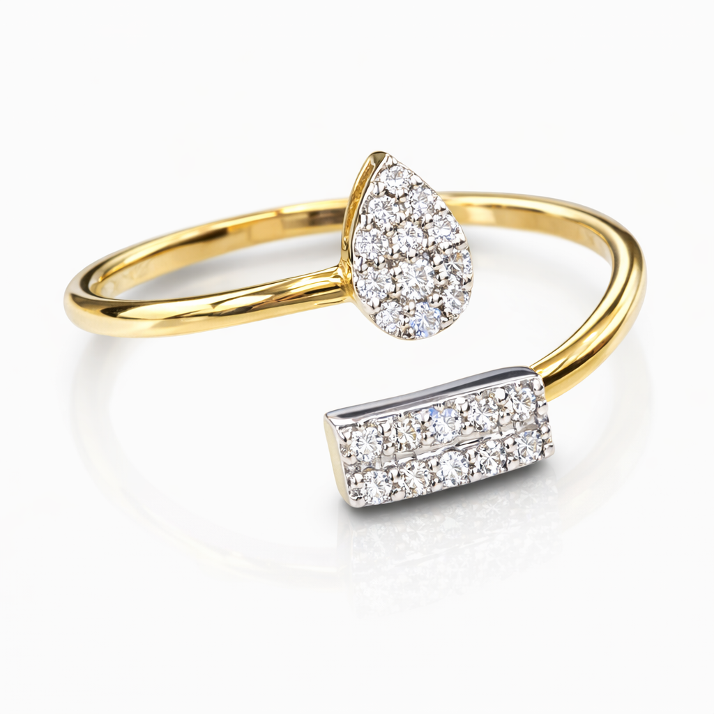 Pear & Baguette Diamond Open Ring Main image