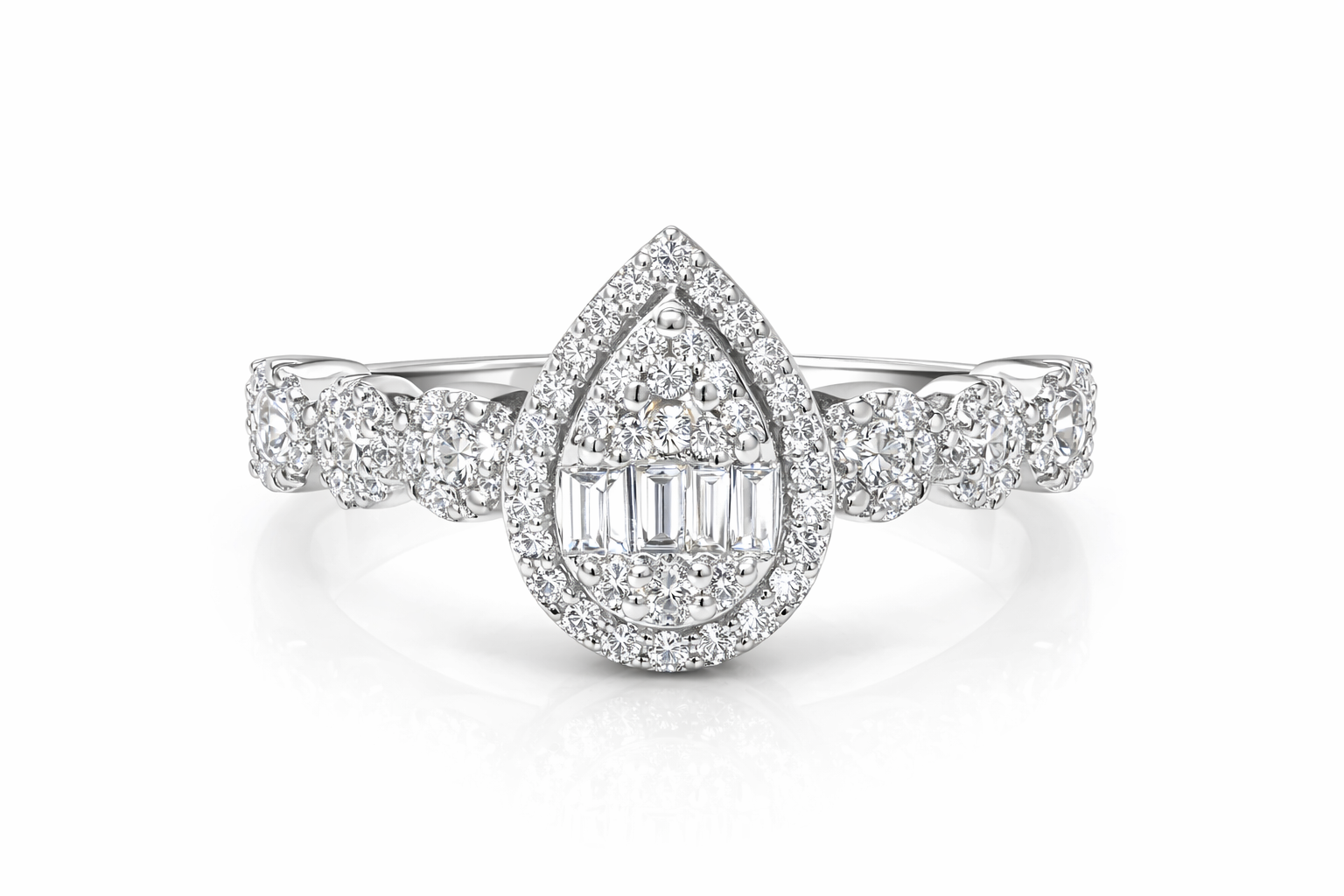 Pear Halo Diamond Ring Main image
