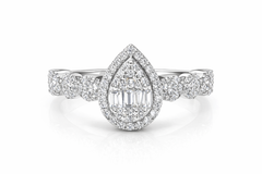 Diamond ring with a pear-shaped center stone