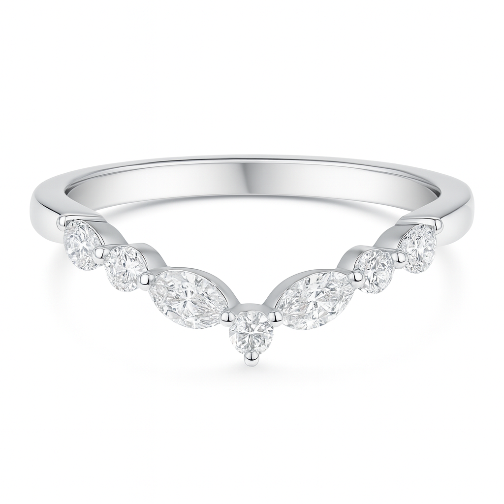 White gold ring with diamond stones