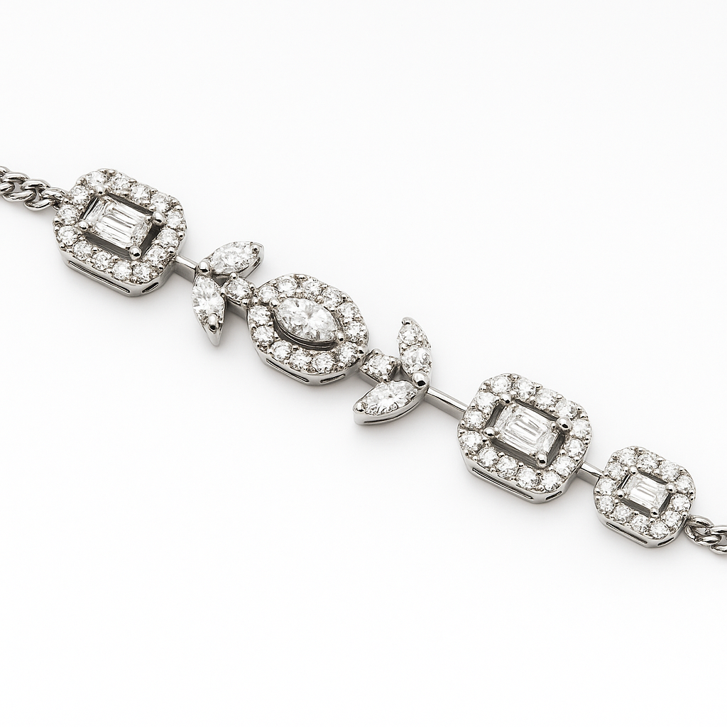 Shop the Emerald Cut Diamond Bracelet in 18K Gold by Amadura Jewelry. Visit El Korba & Citystars Mall. IGI, GIA & HRD certificates upon request.
